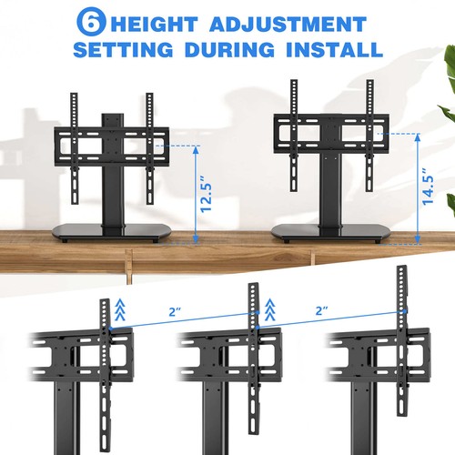 Universal Swivel Tabletop TV Stand with Mount Height Adjustable for 27-55 inch - Picture 8 of 10