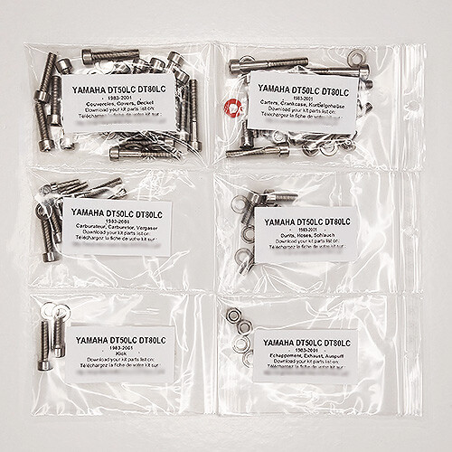 Kit vis allen inox moteur complet Yamaha DT 80 LC 1983 à 2001