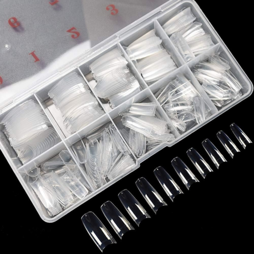 500PCS Clear False Nails Tips, Half Cover Lady French Style Acrylic Artificial T