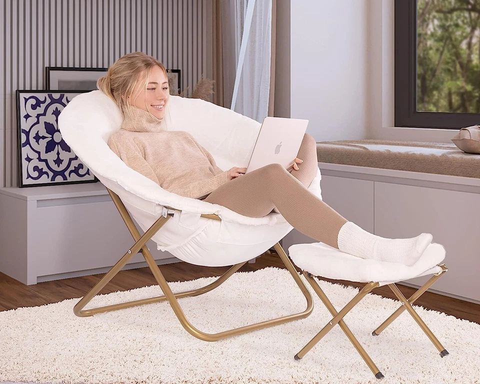 Plush X-Large White Chair - Sturdy 300 lbs Capacity - Foldable - Image 4 of 4