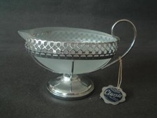 Vintage Meynell "Classic" Sauce Boat - white frosted glass filigree metal frame