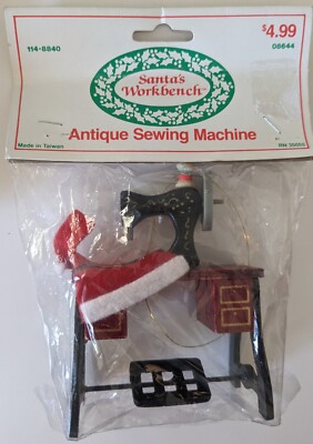 Vtg Sewing Machine Ornament Vintage-style Santa Suit New In Package Taiwan NOS