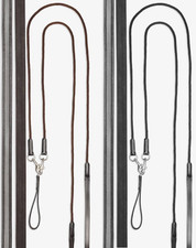 LeMieux Rope & Leather Draw Reins with Clips Training Aid Black/Brown Full Size