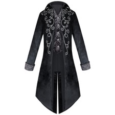 Retro Medieval Mens Tuxedo Tailcoat Blazer Long Punk Gothic Jacket Cosplay Party