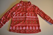 OshKosh B  Gosh Christmas Fleece Pullover size 2T Red with Hot Pink