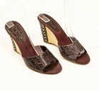 Bandolino Women's Brown Leather Snakeprint Wedge Slip On US 6M