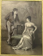 Victorian Hand Coloured Steel Engraving Signed John Haynes Williams 1890 Romance