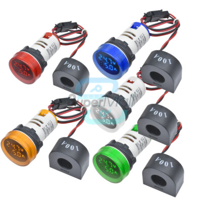 AC 50-500V 0-100A Round LED Digital Voltmeter Ammeter Voltage Current Meter