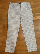 Women's Dress Pants Size 8 Gray White Mid Rise Adrianna Papell
