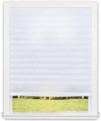 Easy Trim & Install: No Tools Needed for Light Filtering Fabric Shades - White