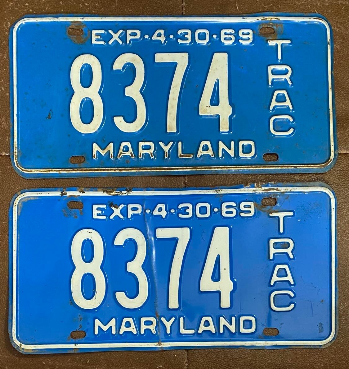 Maryland 1969 TRACTOR License Plate PAIR 8374 eBay