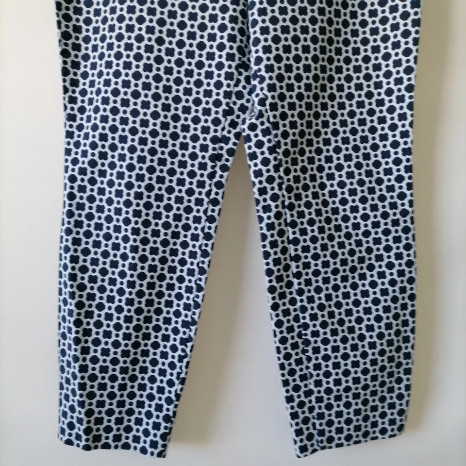 Investments 女式蓝色中腰弹性腰几何印花作物裤 10P 码 — 第 4/4 张图片