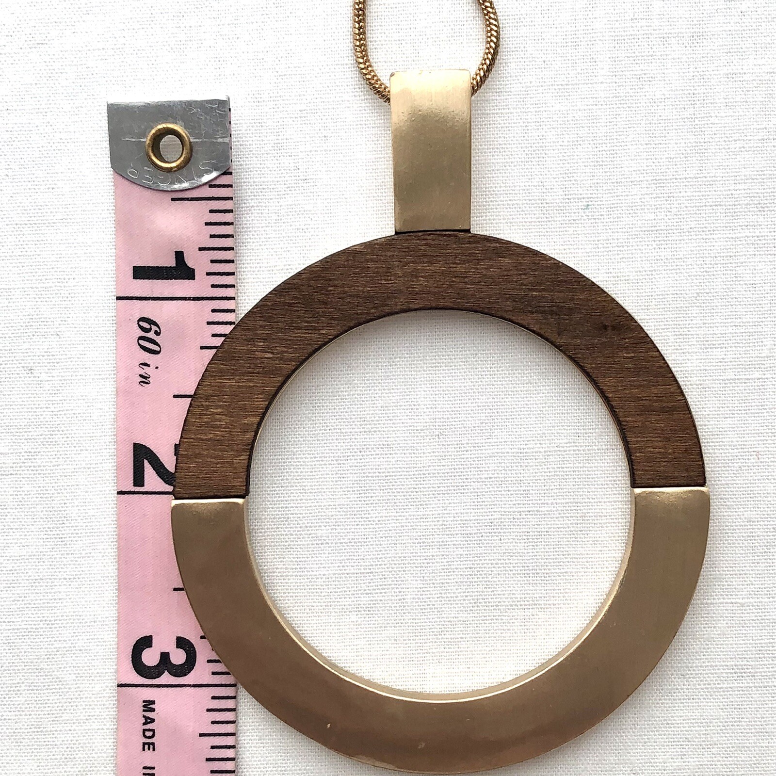 Abstract Circle Pendant Necklace | Blue, Pink & Gold Polymer Clay
