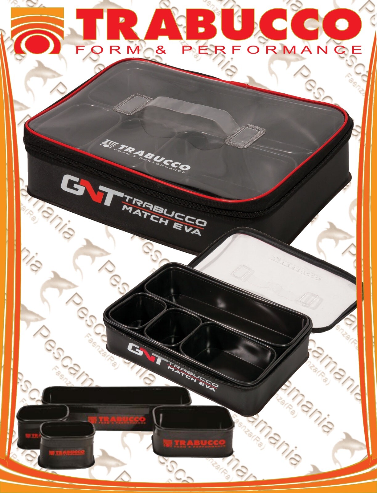 Trabucco GNT Match EVA Bait System PVC set portaesche box pellet 4 pezzi