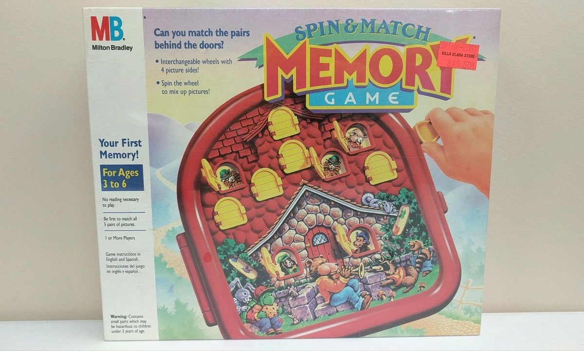 【廃盤】THROWBACK MEMORIES 3セット 1990 Milton Bradley Memory Board Game Spin & Match Fun 3+ - Brand