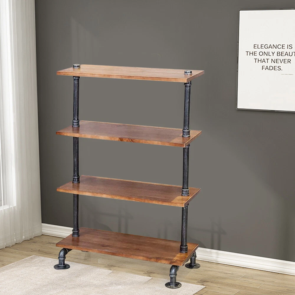 4 Tiers Industrial Iron Pipe Shelving DIY Shelf Bookshelf Bracket