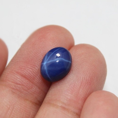 Flat Back Star Sapphire Oval Smooth Polished Egg Shape Star Sapphire Cabochon - Picture 10 of 36
