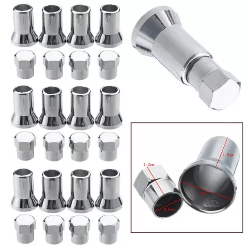 24X TR413 Chrome Car Tire Wheel Tyre Valve Stem Hex Caps W/ Sleeve Covers Kits