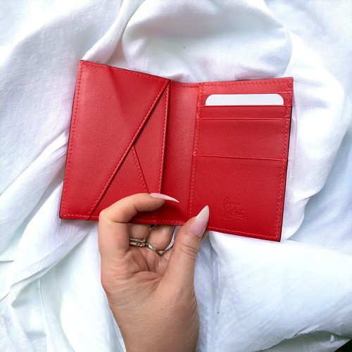 Christian Louboutin Beige Leather Spike Card Case Retail $470 AUTHENTIC - Picture 5 of 8
