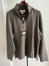 NWT Joseph Abboud men athletic half zip sweater shirt 100% cotton taupe Large