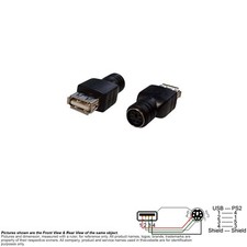 Adapter USB PS/2 PS2 Keyboard Mouse A Female Mini Din 6 Pin Female Black