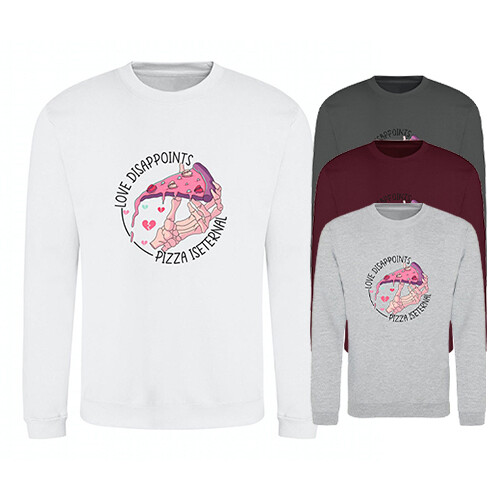 Sweatshirt Love Disappoints Pizza Is Eternal Valentine's Unisex Sweater Jumper - Picture 5 of 25