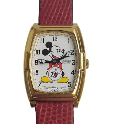 Classic 80\'s Mickey Mouse Face Leather Strap Watch Japan 2K02-5019 Seiko Quartz Classic 80 main image 4