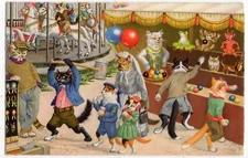 Eugen Hartung Cats Postcard 4680 - Edition Max Kunzli, Zurich - Carnival Midway