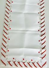 Christmas Embroidered White red gold Table Runner Home Decor