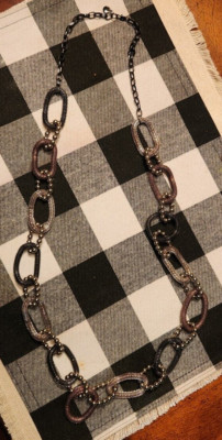 Alfani Multi Colored Stretch Mesh Chain Link / Loop Necklace