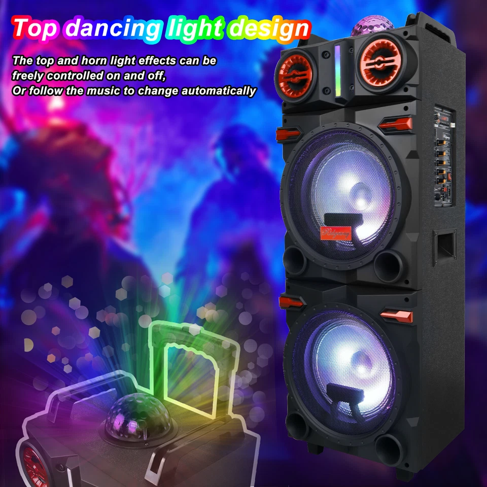 Altavoz Subwoofer Bluetooth Doble 9.000 W Sistema de Sonido de Bajos Pesados Fiesta y Micrófono Foto 2 de 4