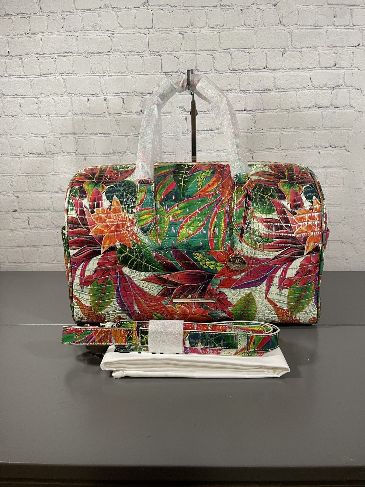 Brahmin Spencer Utopia Tropical Melbourne Leather Duffle Weekender NWT