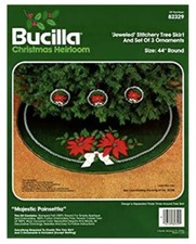 Bucilla Christmas Heirloom Jeweled Tree Skirt Ornaments Kit Vtg 82329 Round 44  