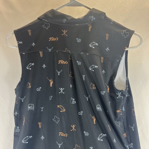 William Murray Black Tito's Logo Sleeveless Collared Golf Polo Womens Size Small - Picture 14 of 14