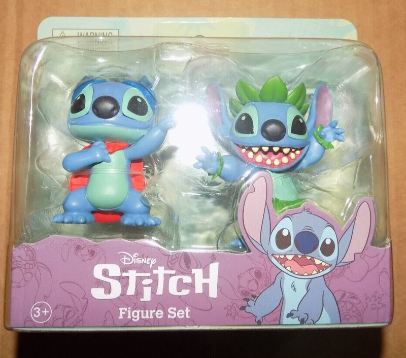 STITCH AS THE CAPED HERO AND ALOHA DANCING STITCH FIGURINES