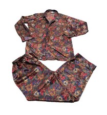 Vintage Victoria's Secret Number 1 London Paisley Satin Robe Pajama Set S/M