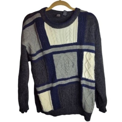 Vintage 90s Jed Wear Oversized Men's Plaid fuzzy sweater size XL