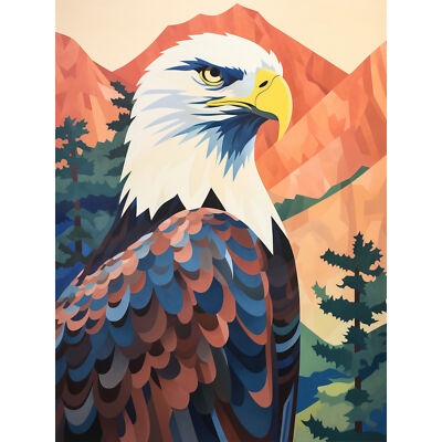 Majestic Bald Eagle Forest Mountain Landscape Artwork Huge Wall Art Print 18X24''