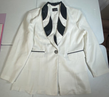 Sweet Life Blazer Womens 14 White Black Rhinestones Holiday 1 Button Career