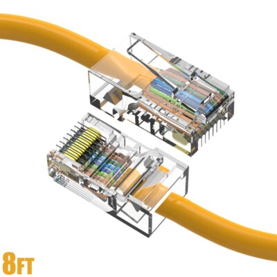 8FT Cat5e RJ45 Ethernet LAN Network UTP Cable Non-Booted Copper Wire Yellow