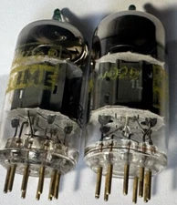 Matched Pair 7025 Matsushita Rare Gold Pins Medical Tips Ring Getters rare 12ax7