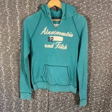 Abercrombie And Fitch Y2K Teal Pullover Hoodie Embroidered Logo Women's XL