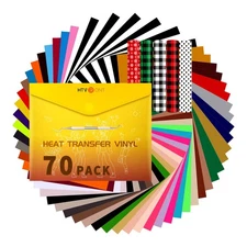 HTV Vinyl Heat Transfer Vinyl Bundle-70 Pack Iron on Vinyl for t Shirts 51 As...
