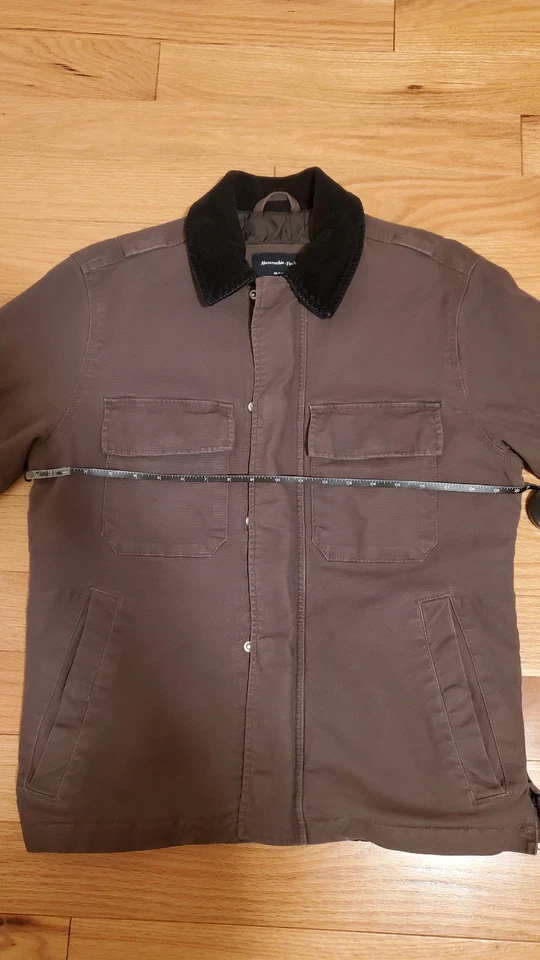 Abercrombie & Fitch 男式工作服夹克棕色超小号 XS 码 — 第 3/4 张图片