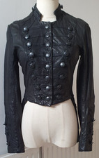***ICONIC*** ALL SAINTS  KARST MILITARY LEATHER TAILCOA JACKET UK 6, US 2, EU 34
