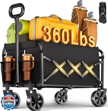 Wagons Carts Foldable - 360Lbs Collapsible Wagon Cart with Wheels
