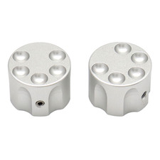 2Pcs Aluminum Alloy Guitar Knobs 6mm Dia. Shaft Pots Cap Knurled Knobs Silver