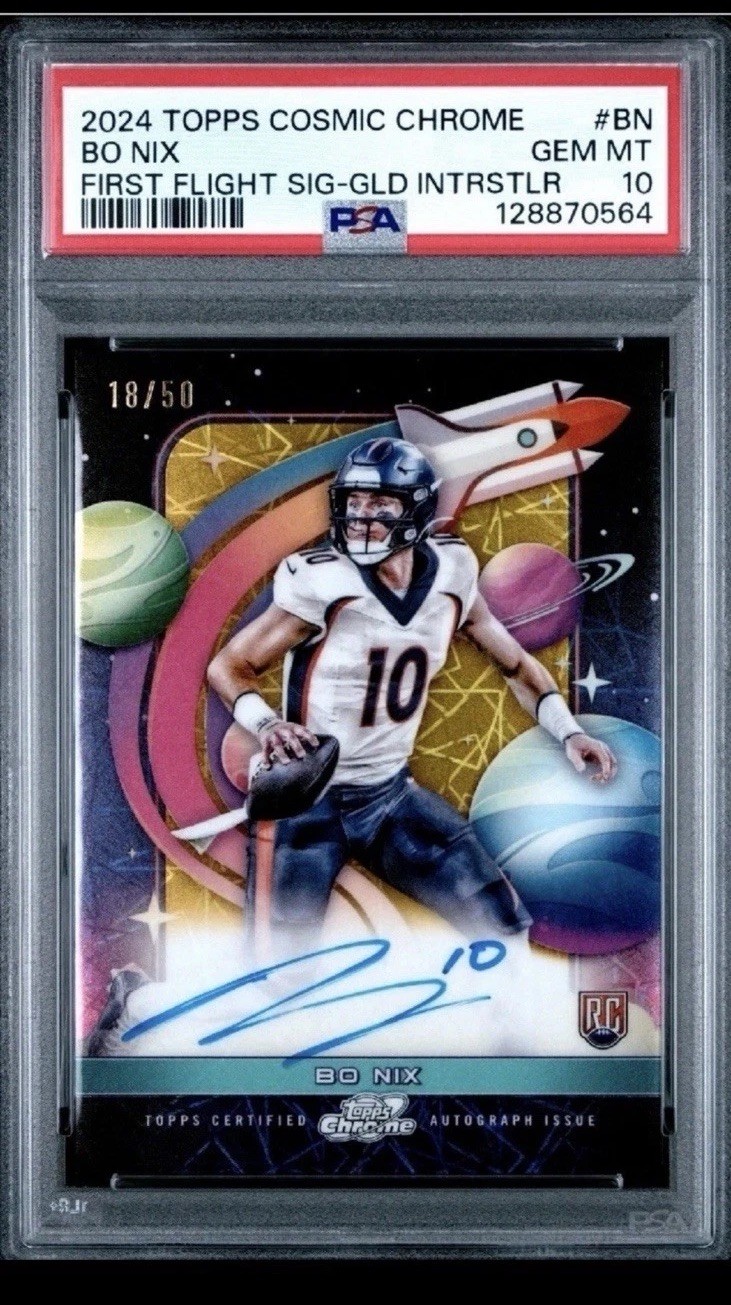 Bo Nix Topps Cosmic Chrome Cosmic Chrome Autographs #BN Gold Interstellar