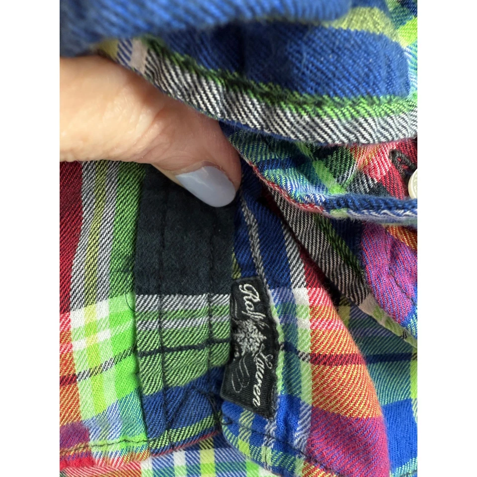 Camisa Ralph Lauren de franela a cuadros con botones para niños talla 16 colorida Foto 4 de 4