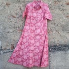 Vestido Camisa Indio Rosa Floral Algodón Puro Boho Informal Con Botones Midi Mujeres